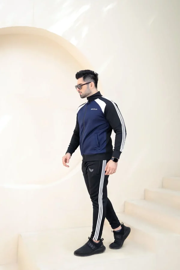 QUICK-FIT TRACKSUIT WITH TRI-STRIPES BLACK & NAVY